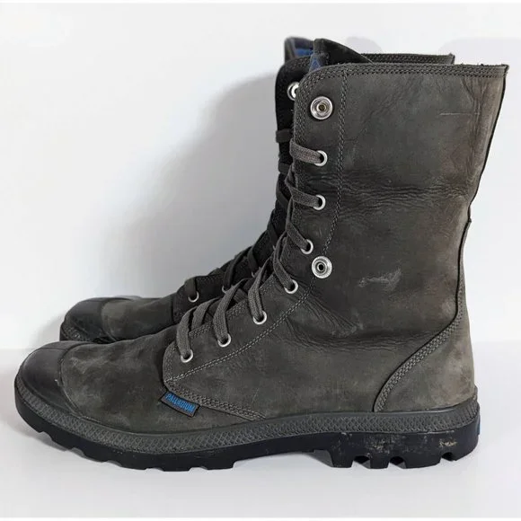 Palladium Suede Gray Lace Up Fold Down Men’s Size 14 Boots Waterproof Combat - Picture 4 of 9